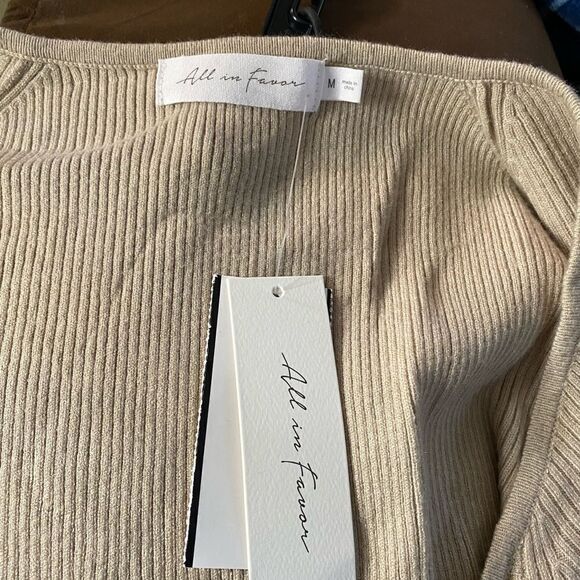 NWT All In Favor beige cutout long sleeve ribbed midi dress size medium - Picture 8 of 9